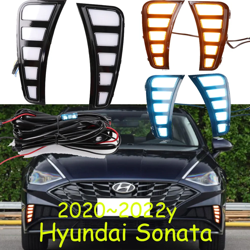 

1 комплект, автомобильные фасветильник на бампер для Hyundai Sonata, дневсветильник 2020 ~ 2022y DRL, автомобильные аксессуары, светодиодные фары для Sonata, противотуманные фары
