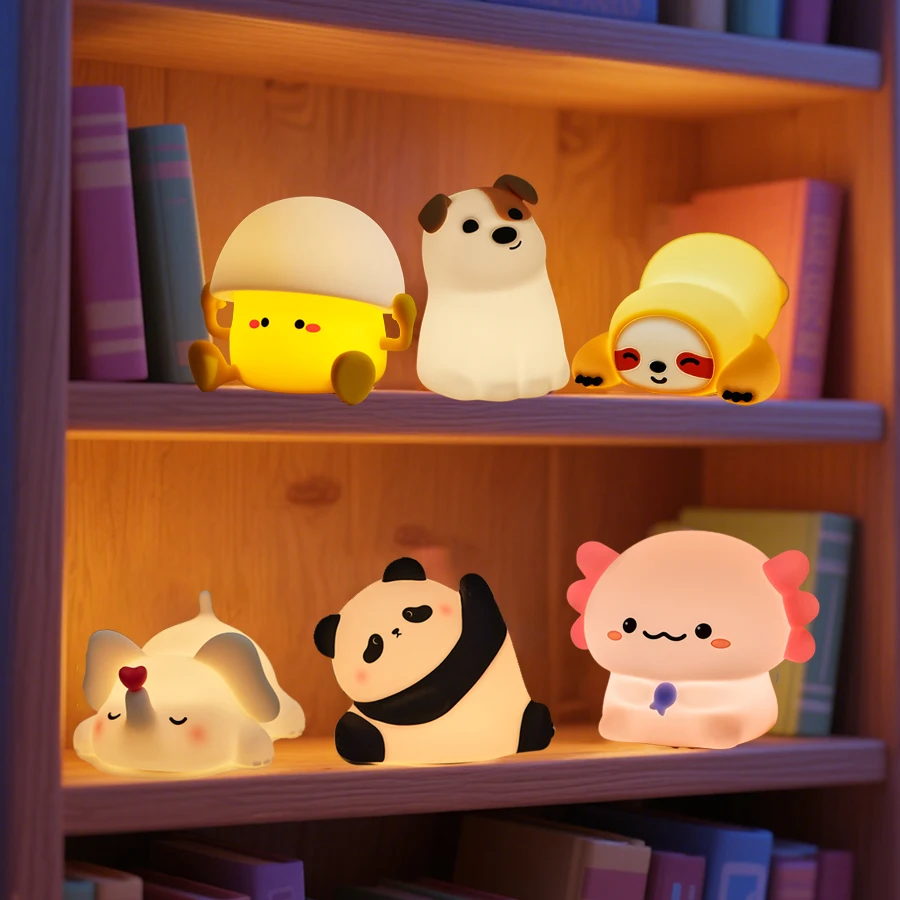 Lampe frontale en Silicone souple en forme d'animal mignon, veilleuse pour chambre à coucher, cadeaux d'anniversaire pour enfants, Panda, chien, canard, paresseux, éléphant