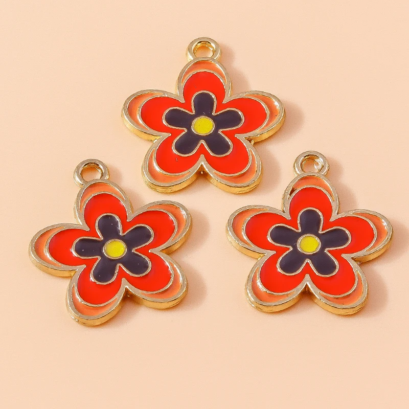 Duarte 20 Teile/los Mix Rote Emaille Blume Charms Anhänger für Schmuck Machen Tropfen Ohrringe Halsketten Armbänder Zubehör DIY Geschenk – Detail 20
