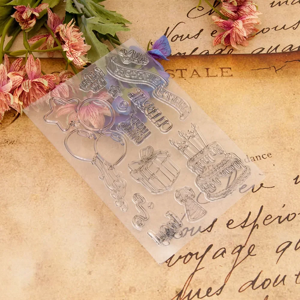 Clear Stamps Clear Rubber Stamps Birthday Cake Clear Stamps for DIY Crafts