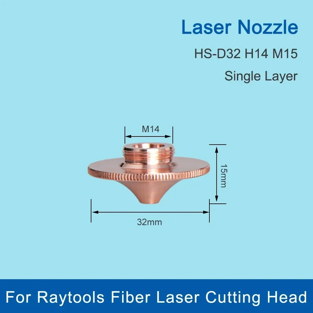 

LSKCSH 10Pcs/lot Laser Nozzle Single Layer D32 M14 Caliber 0.8mm-5.0mm for Raytools Fiber Laser Cutting Head
