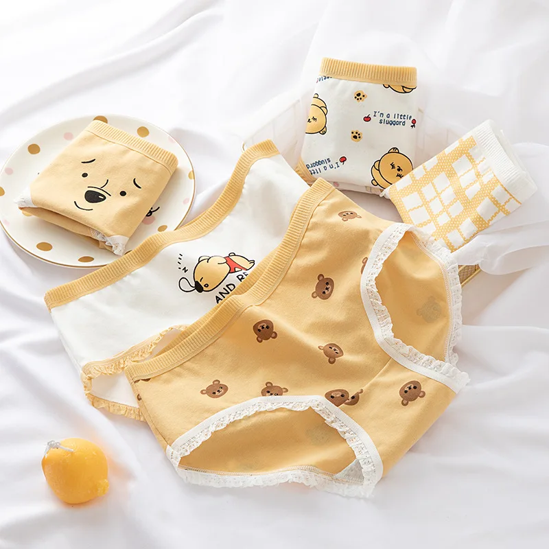 5pcs Women's Panties Cotton 100% Strawberry Lemon Lattice Cute Panties Soft Underwear Bragas Algodón Mujer Lot Culotte Femme