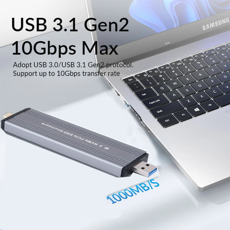 Boîtier SSD M.2 NVMe Pour SSD 2230 2242 2260 2280, USB 3.1 Type C 10 Gbit/s, Protocole UASP, Alliage D'aluminium, Largement Compatible (Black