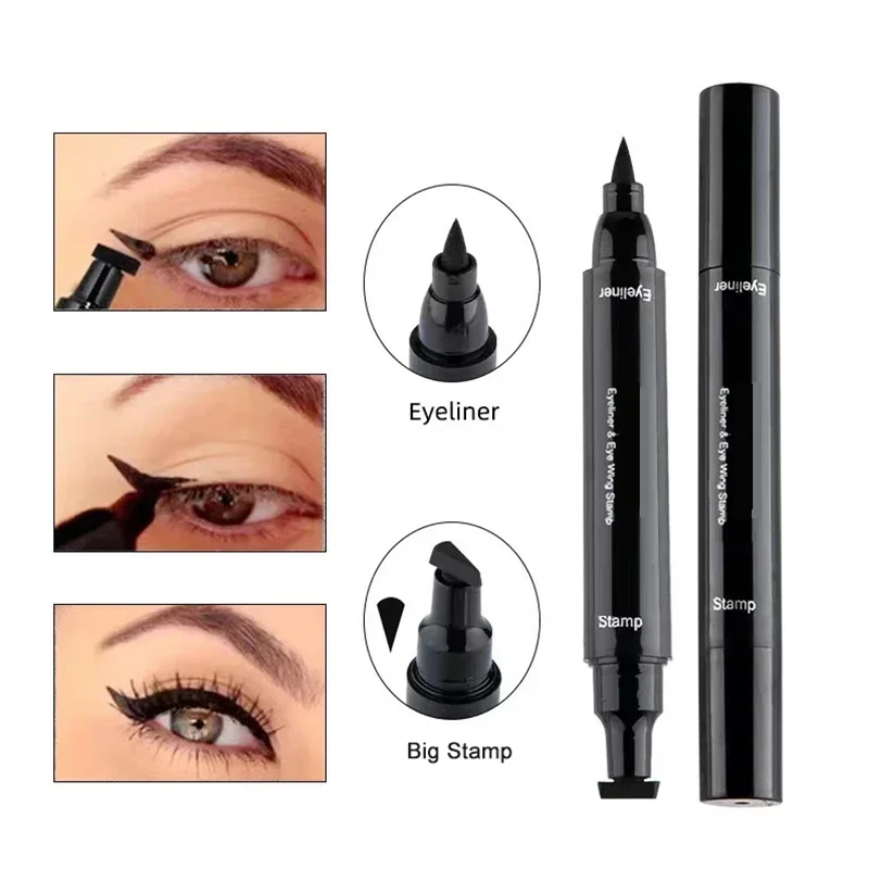 2 In1 Stamp Double-ended Fast Dry Eyeliner Waterproof Lasting Triangle Non-smudge Liquid EyeLiner Pencil Makeup korean cosmetics liquid eyeliner eyeliner pencil