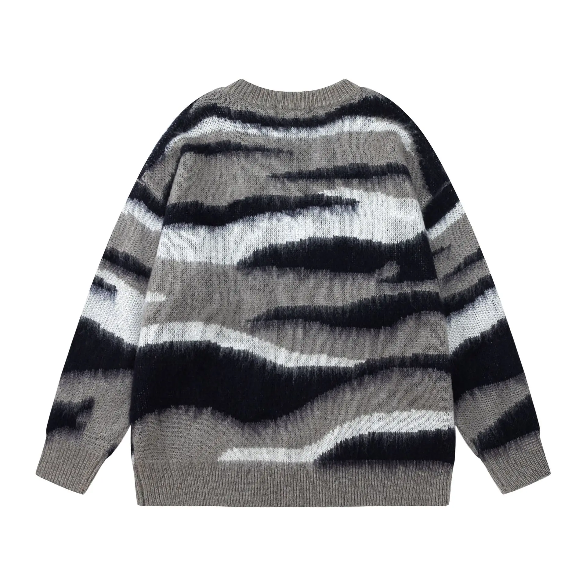 Men's Sweaters Tie-dye Striped Loose Pullovers Simple Daily Autumn O-neck Couple Unixes Clothing Hip Hop Streetwear 2