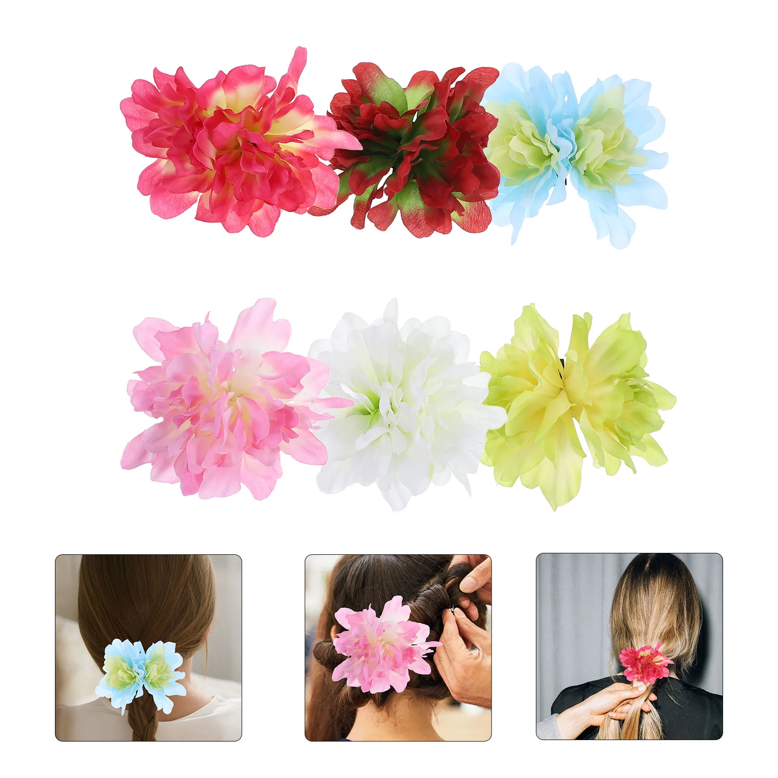 

6 Pcs Hairpin Headgear Cute Clip Decoration Flower Barrette Kawaii Polyester Cloth Accessory