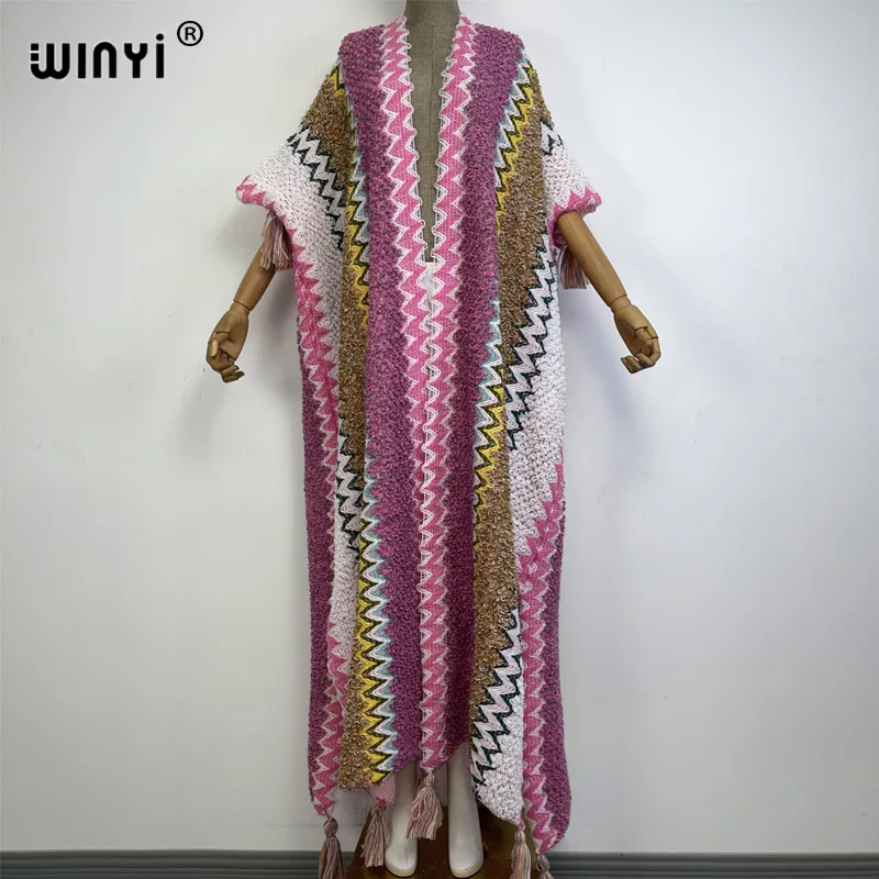 WINYI-cárdigan de punto con borlas para mujer, abrigo holgado de moda navideña, hipster vestido de fiesta, grueso y cálido, talla libre, Invierno