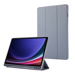 Premium PU Leather Stand Case with Pen Holder for Samsung Galaxy Tab S9 FE 10.9 (Lavender gray)