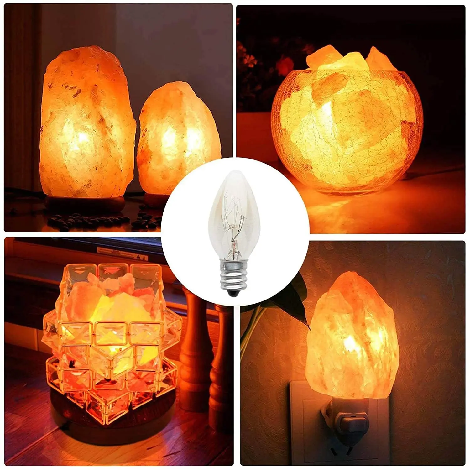 Night Light 12 Pack 7W 10W SES E12 E14 Small Edison Screw 110V to 240V Replacement for Himalayan Salt Lamp