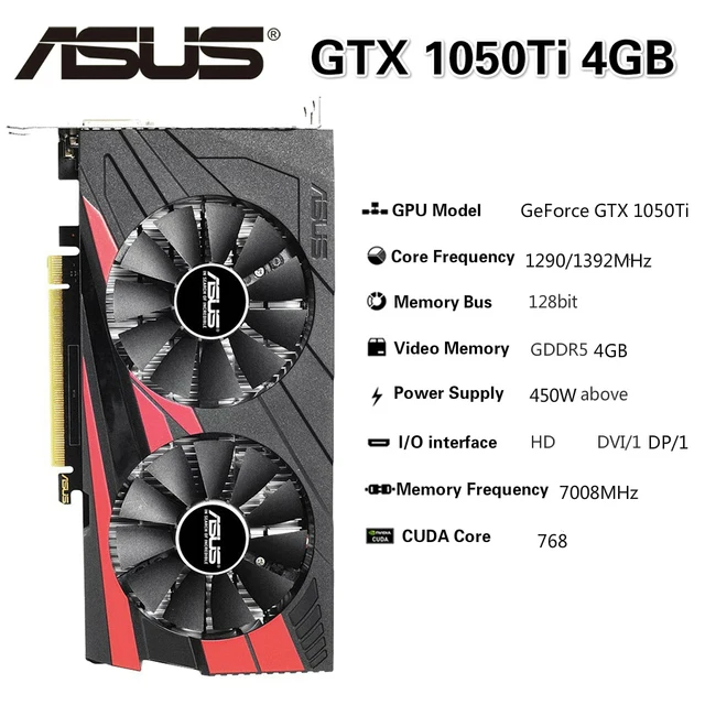 ASUS Graphic Card GTX 1050Ti 4GB 128Bit GDDR5 Video Cards GTX1050ti GPU video card for gaming pc