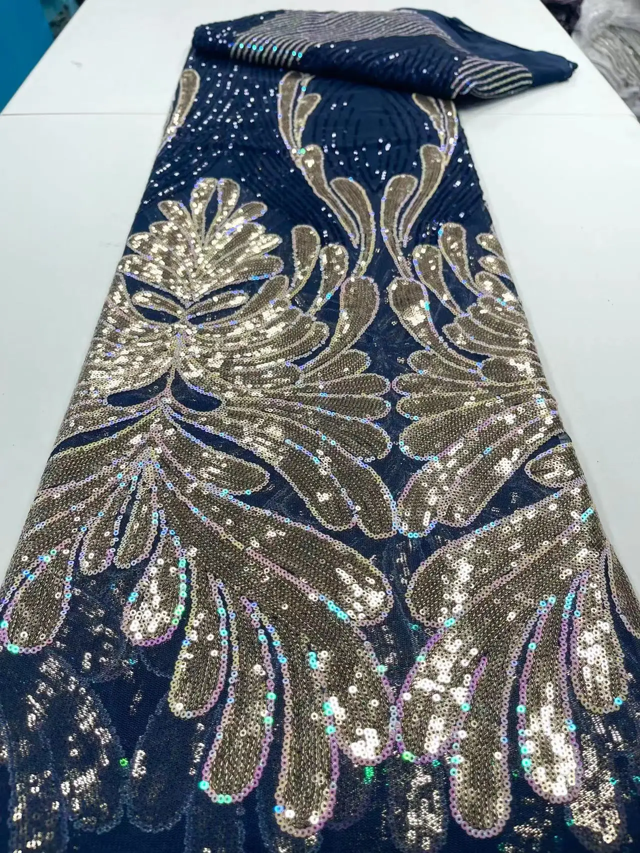 

Hot Sale French 5 Yards Tulle Net Lace Fabric 2023 High Quality African Sequin Mesh Fabric For Women Wedding Evening Dresses Sew