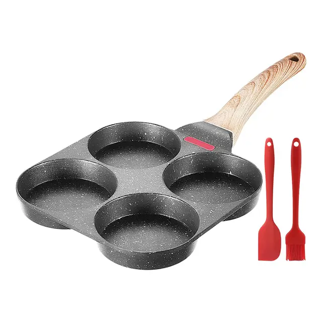 Egg Pan  4-Cup Nonstick Granite Omelette Skillet Pancake Pan Hamburger Bread Breakfast Maker pan for Gas Stove  Induction 2