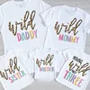 Young Wild And Three Leopard Print Shirts Safari Animals Birthday Party T-Shirts Funny Family Matching Clothes 1
