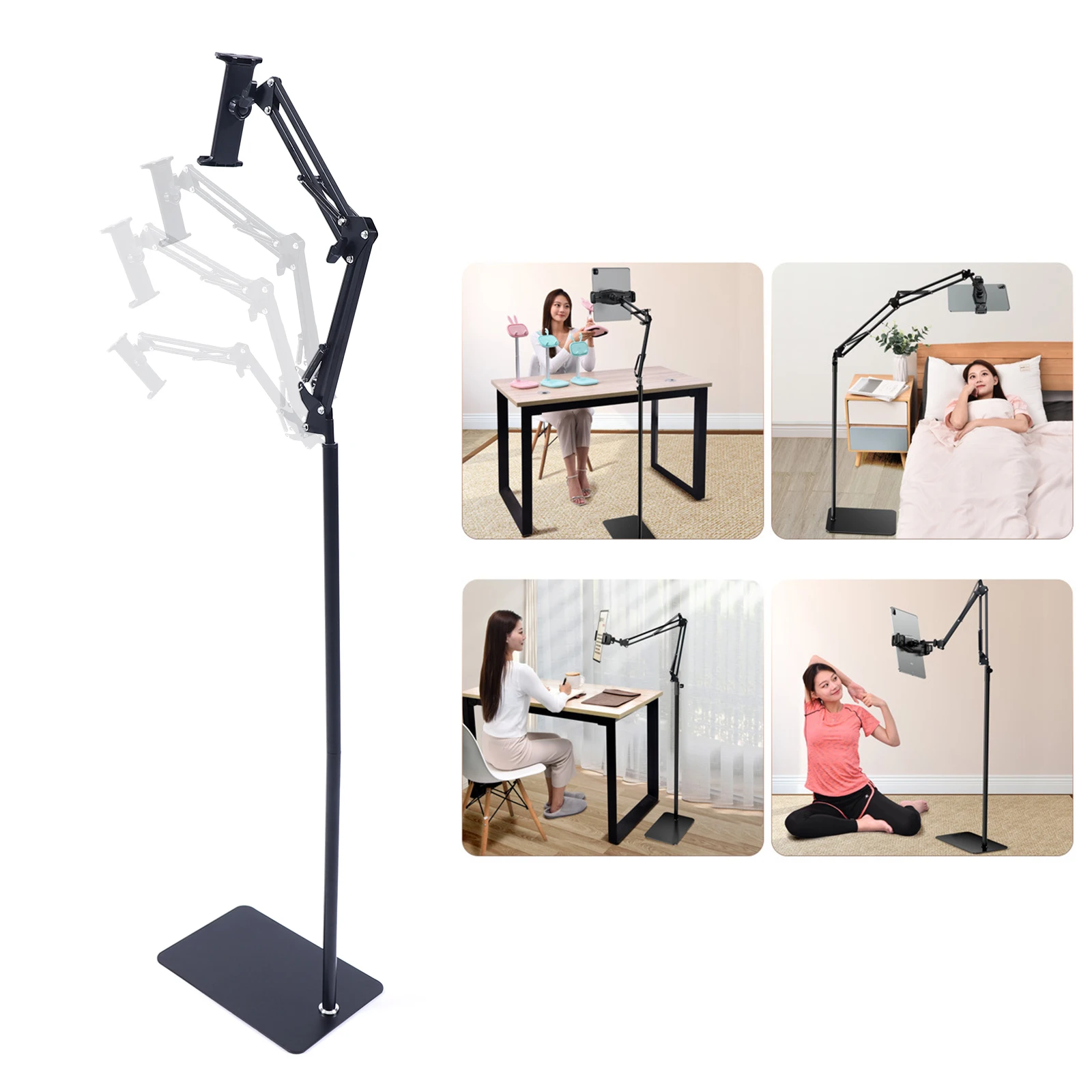 360° Rotating Mobile Phone & Tablet Floor Stand remote control electric lift cart video conference terminal floor stand 90° flip mobile tv stand for led tv