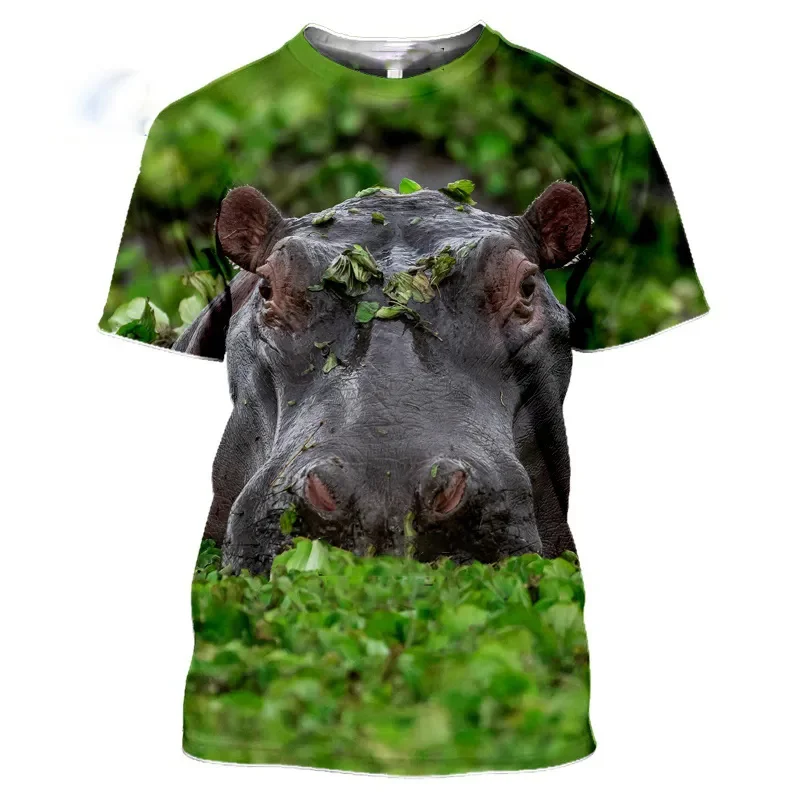 

Summer 3D Hippo Printing T Shirt Animal Graphic T-shirts For Men Kid Fashion Funny Cute Short Sleeves Harajuku Y2k Clothing Top