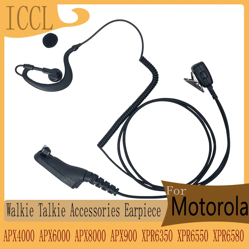 Cuffie Per Walkie Talkie A Forma Di G Per Motorola,Xpr 7550E Auricolare Con Microogramma, Apx4000,Apx6000, Apx8000, Apx900, Xpr6350,Xpr6550,Xpr6580