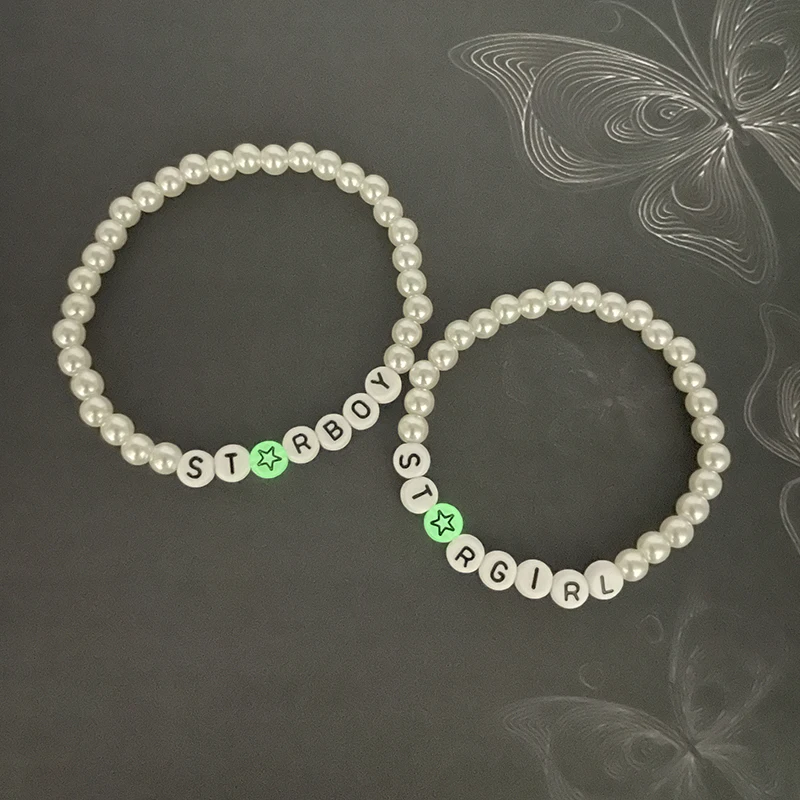 Pearl Bracelet StarGirl Star Boy Letters For Friendship Fashion Adjustable White Girl Boy's Jewelry