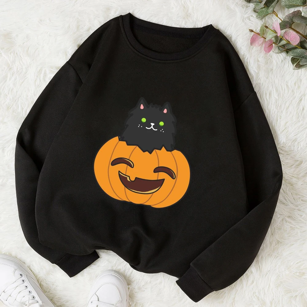 

Pumpkin cartoon pattern Hoodies Women Retro Harajuku Hip Hop Street Hoodie Casual Sweatshirt Clothes Autumn/winter