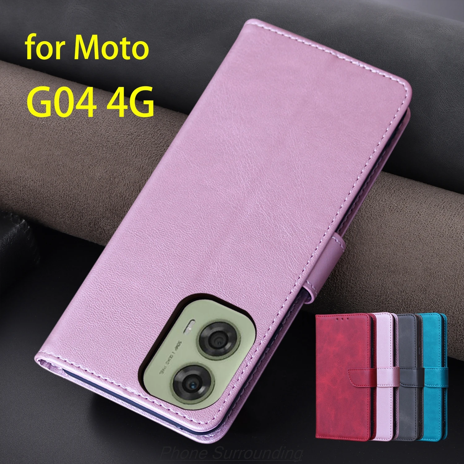 Elegant PU Leather Wallet Flip Cover with Card Holder for Smartphones - Protective Phone Bag and Holster