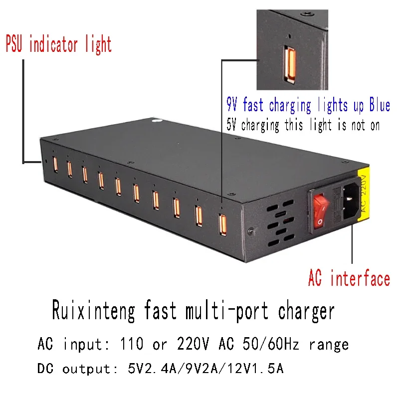 Multi port charger PD type C 30 port 400W fast adapter integrated with mobile phone, tablet, smartwatch for simultaneous use