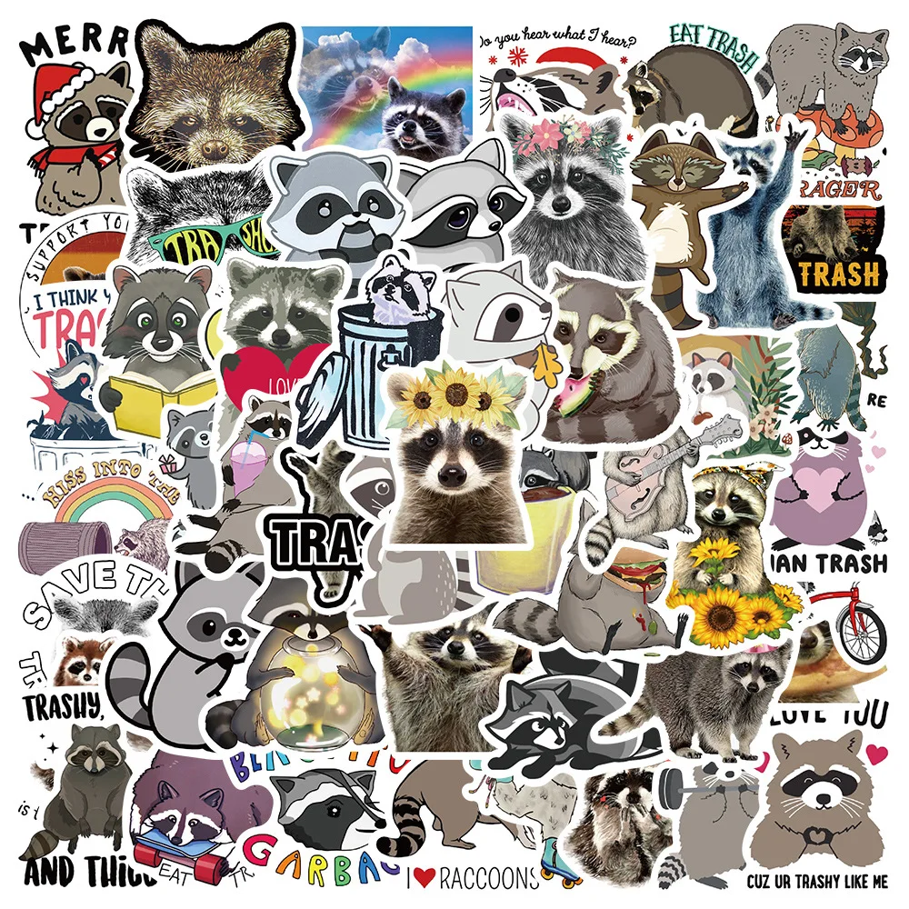 10/30/50PCS Cute cartoon little raccoon Graffiti Stickers Bike Travel Luggage Guitar Laptop PVC Waterproof Cool Sticker 10 30 50pc highland cow cute cartoon stickers skateboard fridge guitar laptop motorcycle travel cool graffiti decal sticker