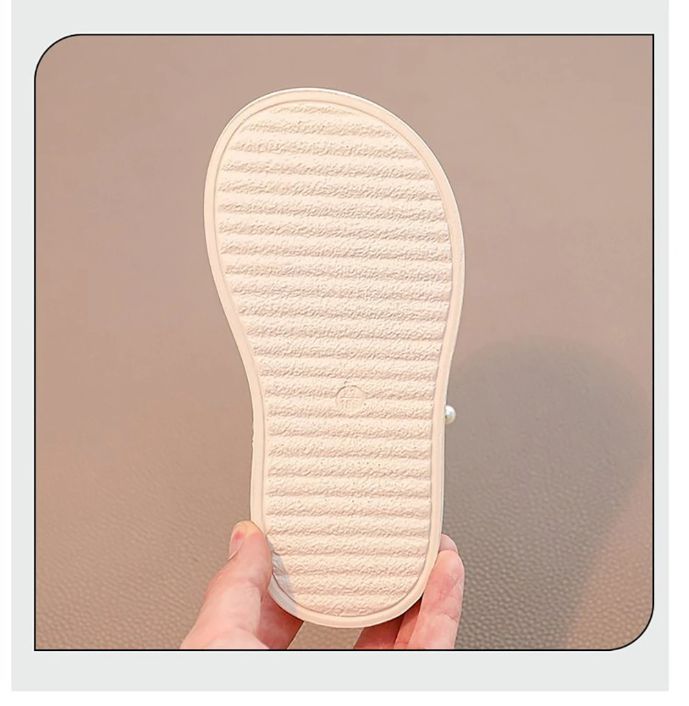 Summer Princess Sandals For Girls Korean Style Pearl Bow Children's Party Shoes Soft-soled Waterproof Beach Sandals For Girls 5