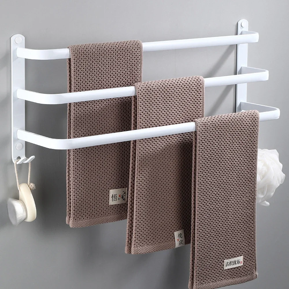 Towel Hanger Rack 30-60cm Shower Bar Storage Wall Holder Organizer Hook Rail Aluminum Bath Shelf Bathroom Accessories towel rack