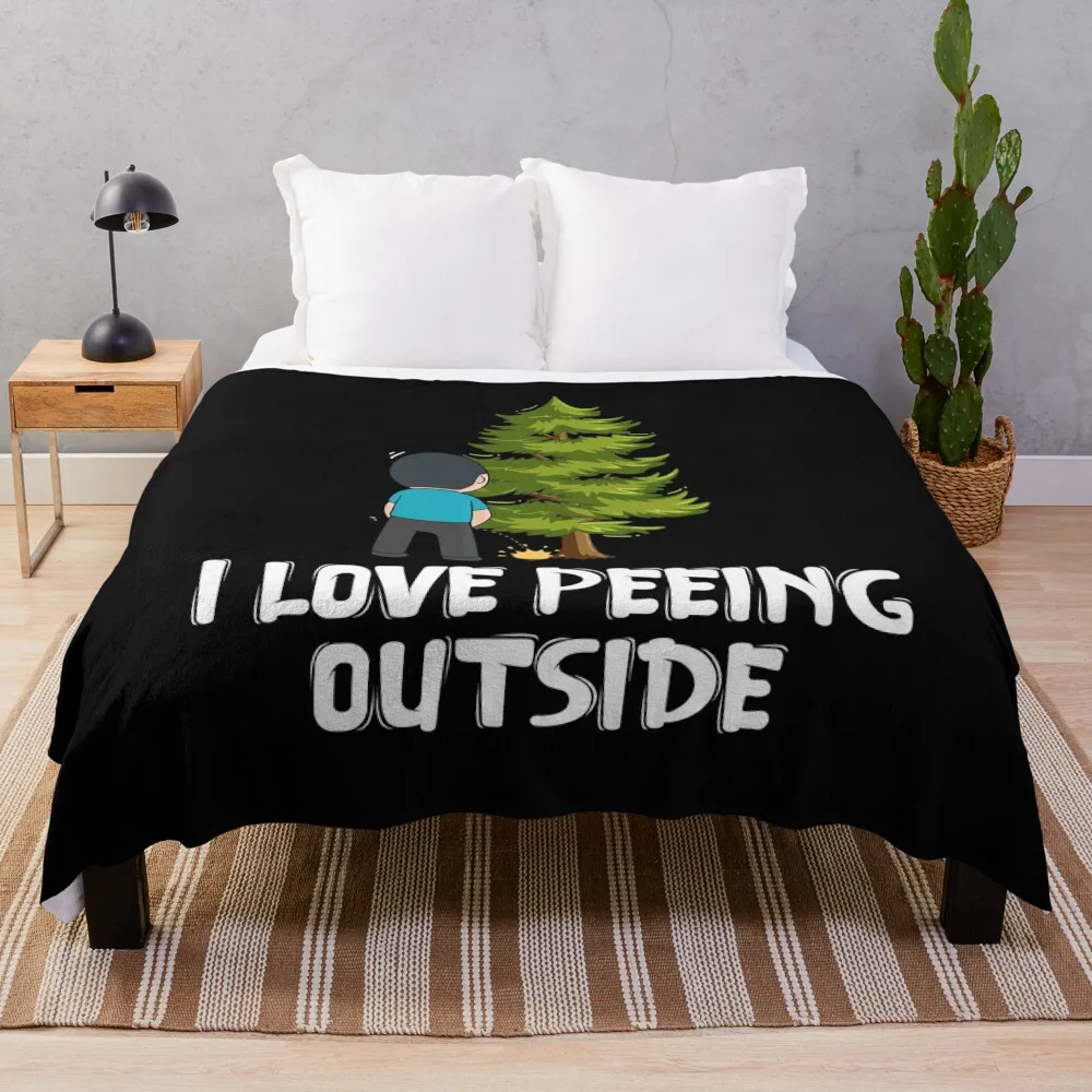 

I Love Peeing Outside - Outdoor Camping Throw Blanket Plaid on the sofa Nap Personalized Gift Blankets