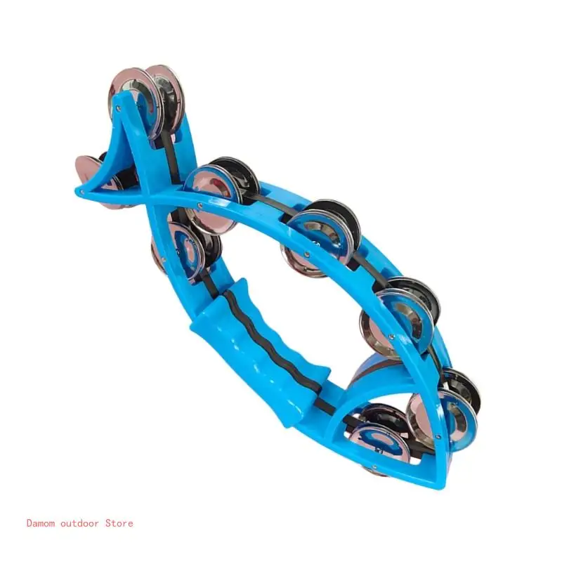 Fish Shaped Double Row Tambourines Handheld Percussion Half Moon Tambourine
