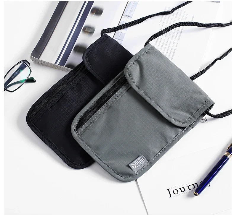 Anti RFID Men Card Wallet Purse Passport Storage Bag Male Chest Bag Waterproof Men Outdoor Nylon Crossbody Hanging mens messenger bag