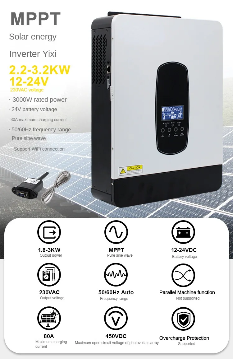 Support WiFi solar inverter 2.2-3.2kw/80a pure sine wave photovoltaic off grid reverse control integrated machine 5