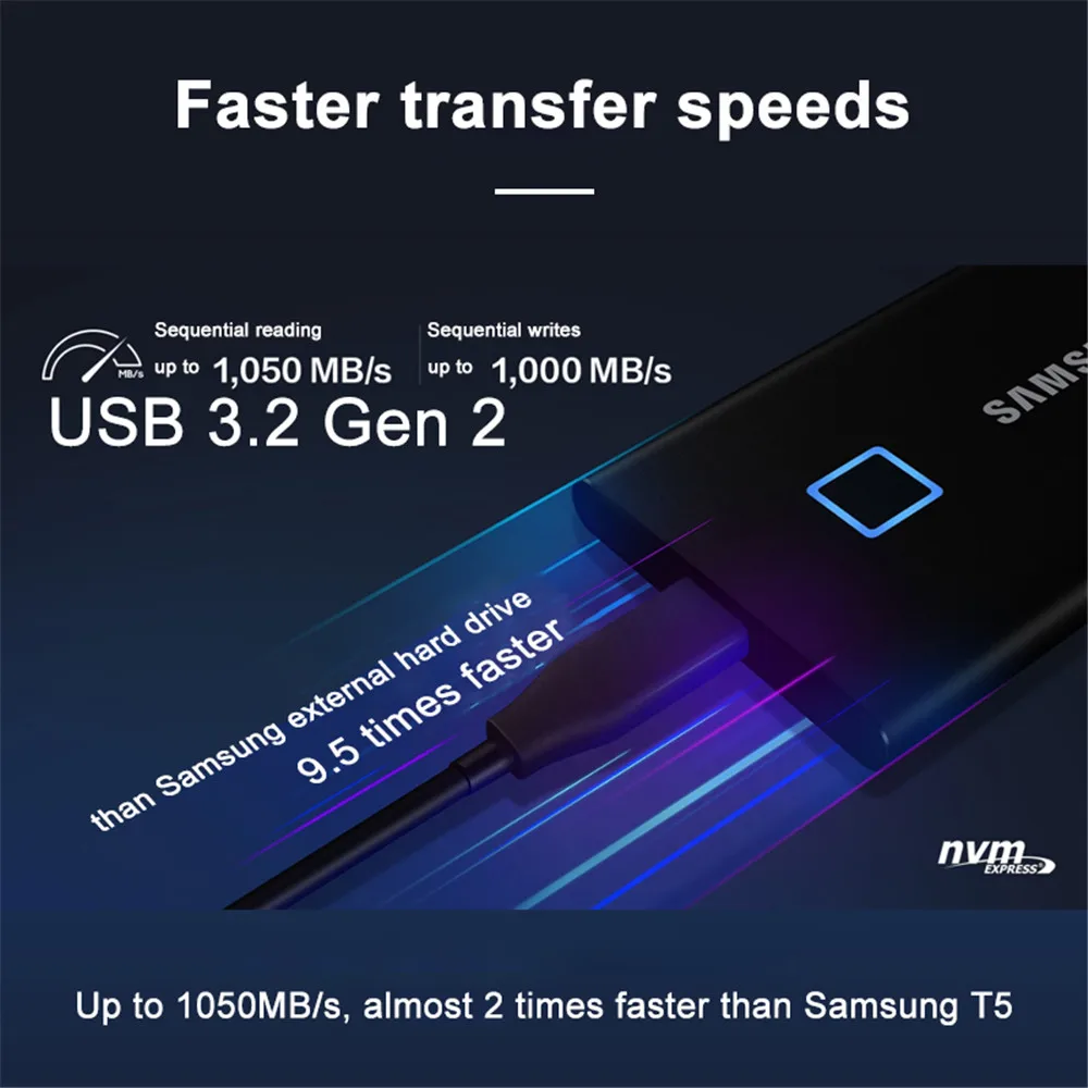 Samsung T7 portable NVMe SSD 1TB 500GB 2TB Shield 4TB External