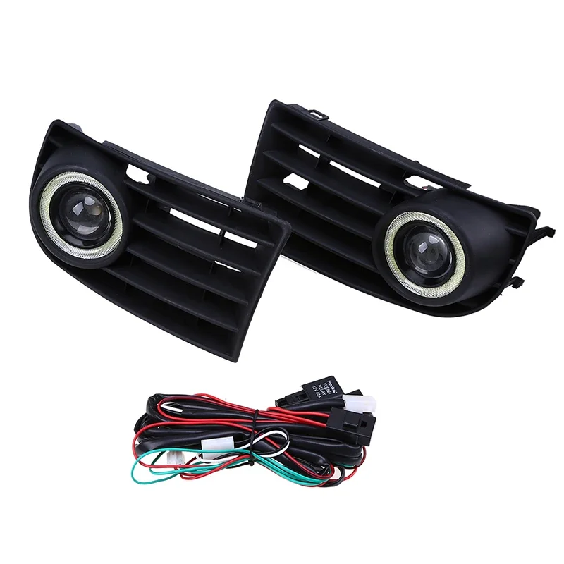 

12V LED Car Fog Lights Foglamps Auto Halo Angel Eyes Ring White Bulb for VW Golf Rabbit MK5 2003-2008 2009 Light Grille Covers