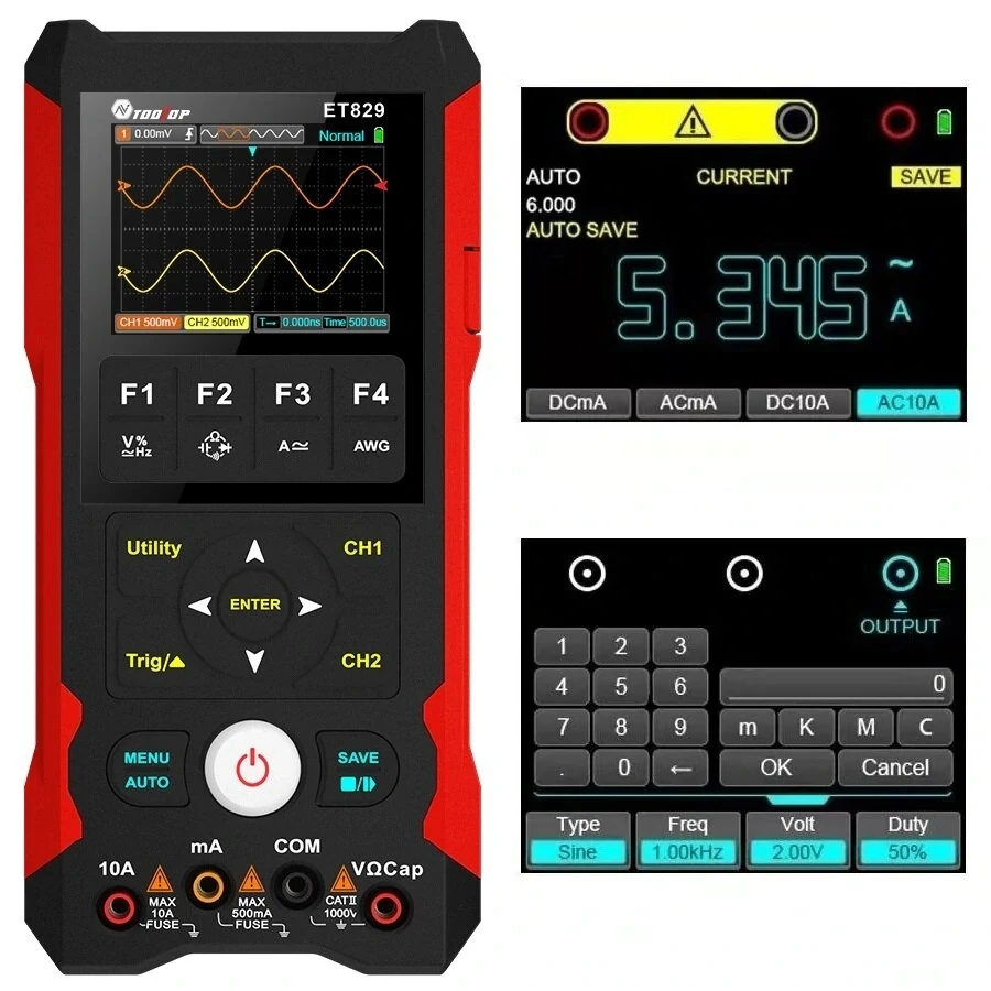 

Waveform Generator 3 in 1 80MHz/50MHz Bandwidth Dual Channel Handheld Oscilloscope Innovative AI Waveform Prev