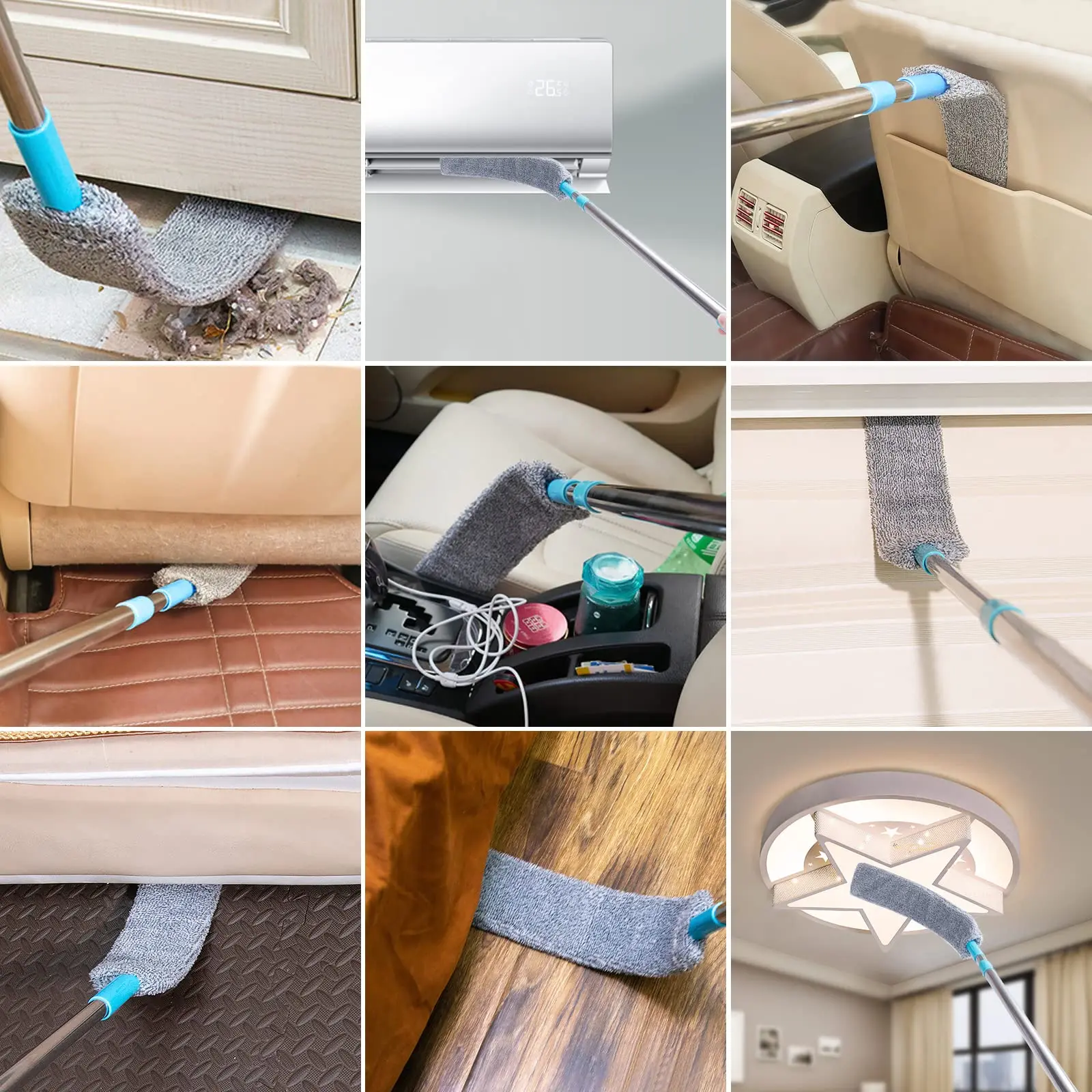 UNTIOR Long Handle Mop Bedside Dust Brush Detachable Cleaning Duster Gap Cleaning Sofa Furniture Gap Dust Cleaner Household Item