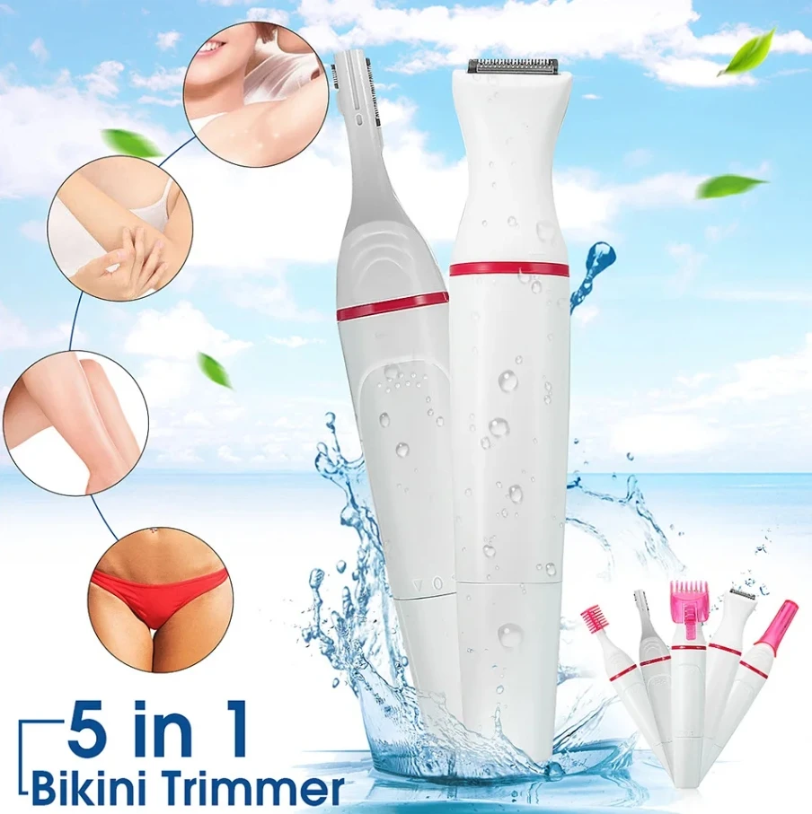 5 In 1 Set Women Epilator Female Eyebrow Trimmer Shaver Hair Removal Machine Face Depilador Bikini Depilatory Tool