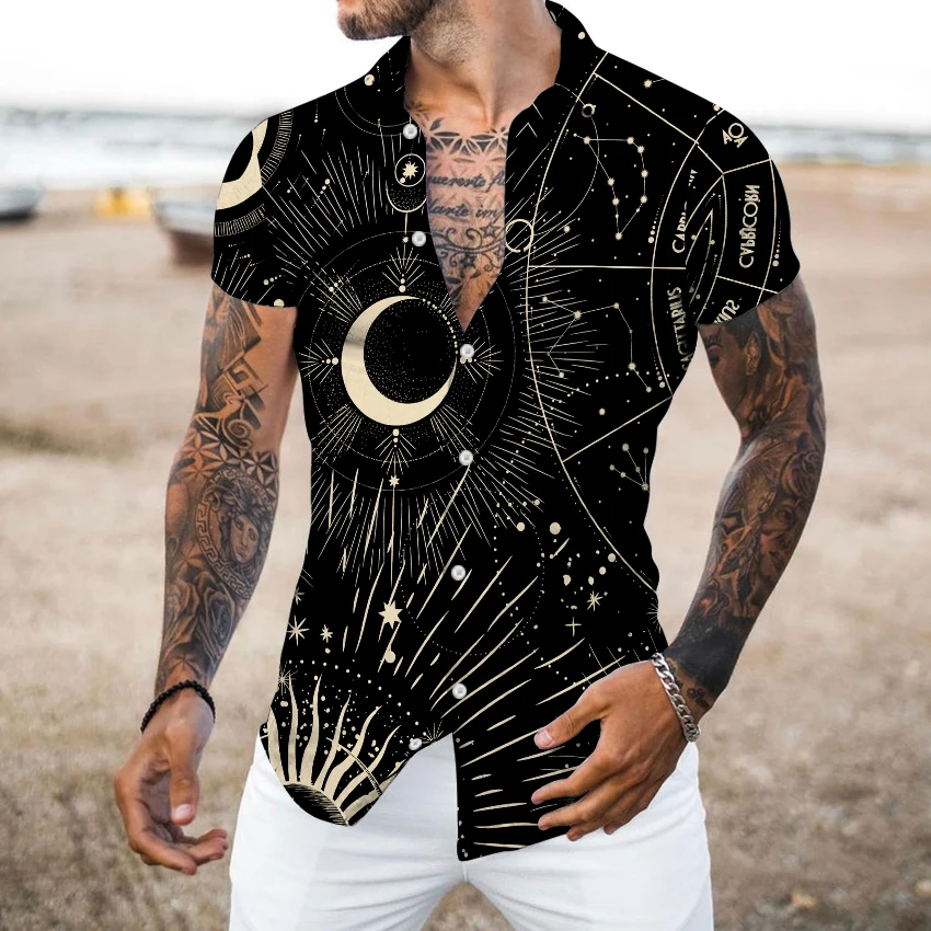 

2023 летняя Модная рубашка с 3D принтом, мужские повседневные топы с коротким рукавом, Мужская Дизайнерская одежда, роскошная гавайская рубашка оверсайз для мужчин