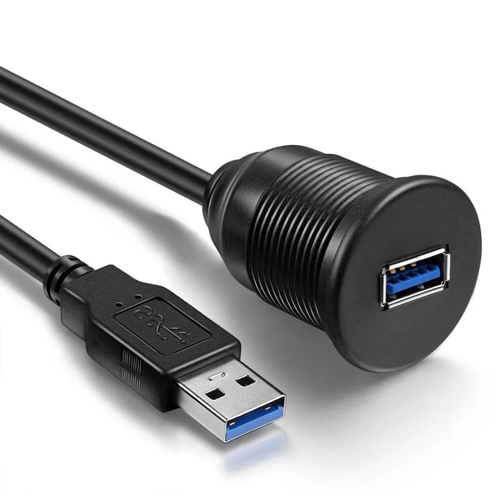 

Waterproof Flush Mount USB Dock Adapter Dashboard Pan USB 3.0 Port Male to Female Extension Cable for Car Motorcycle boat
