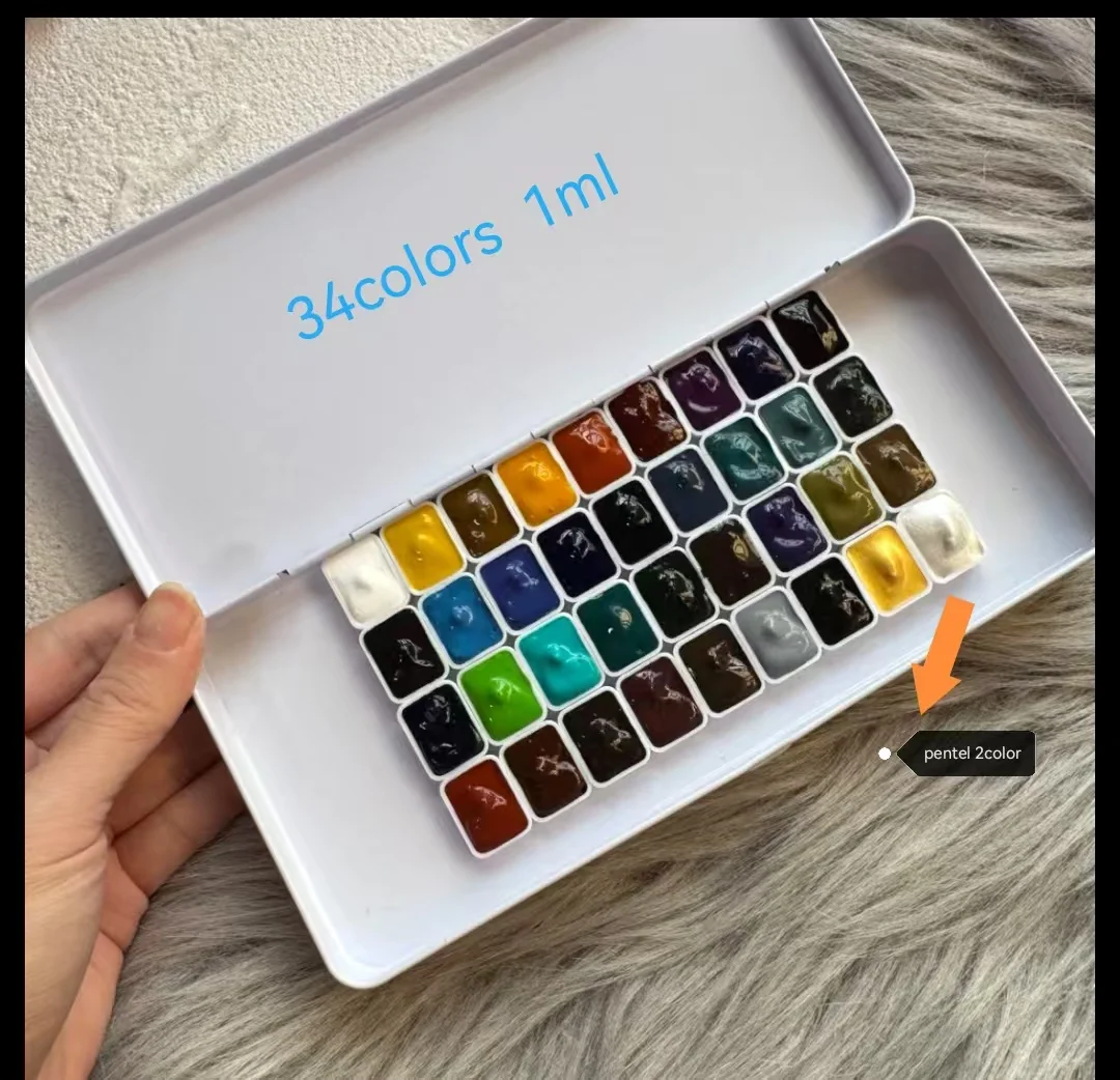Mijello Two tone Granulation Settling Watercolor Paint Package 34 Colors 0.5/1/2ml Artist Beginner Acuarela Art Supplies 2025 2
