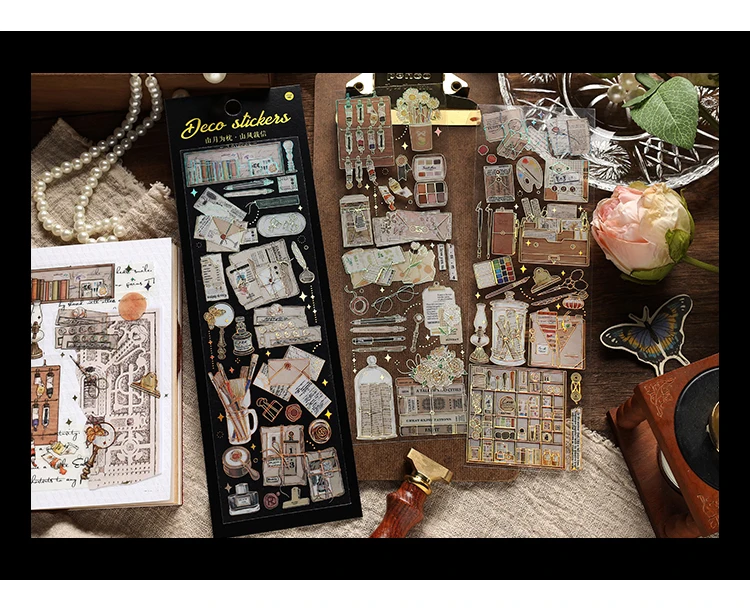 3 teile/paket 3D Vergoldung Handwerk Aufkleber PET Materialien DIY Cut Collage Junk Journal Pflanzen Blumen Dekor Aufkleber Schreibwaren – Detail 13