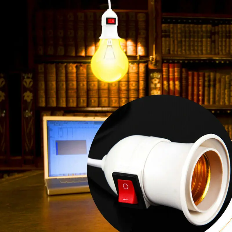 4m AC Power Cord Cable E27 LED Lamp bulb Bases Socket Holder EU plug switch wire for Pendant Bulb Hanglamp 1PCS