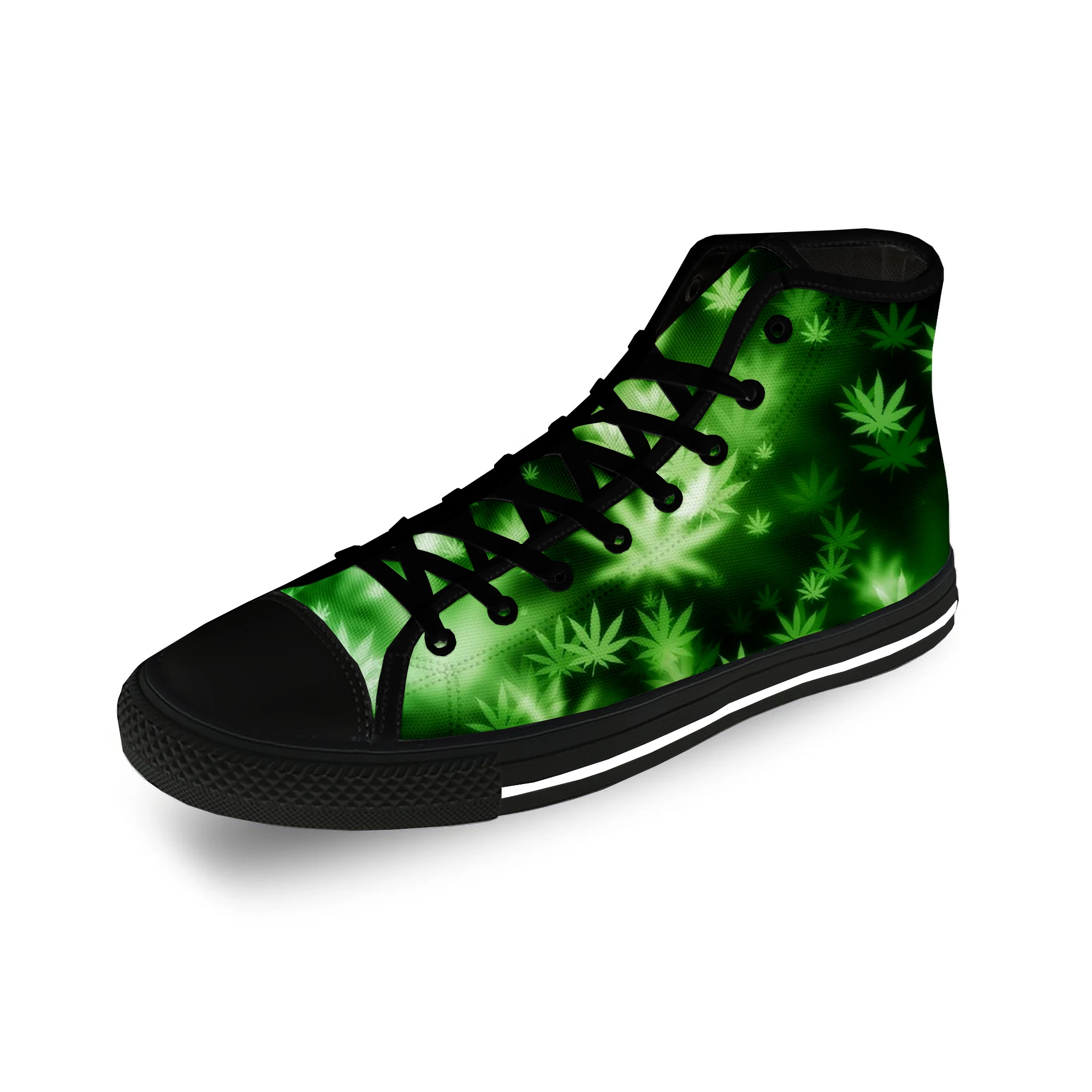 

Холщовые кроссовки для мужчин и женщин, легкие дышащие кеды с 3D принтом, листья Марихуана, конопля, травы