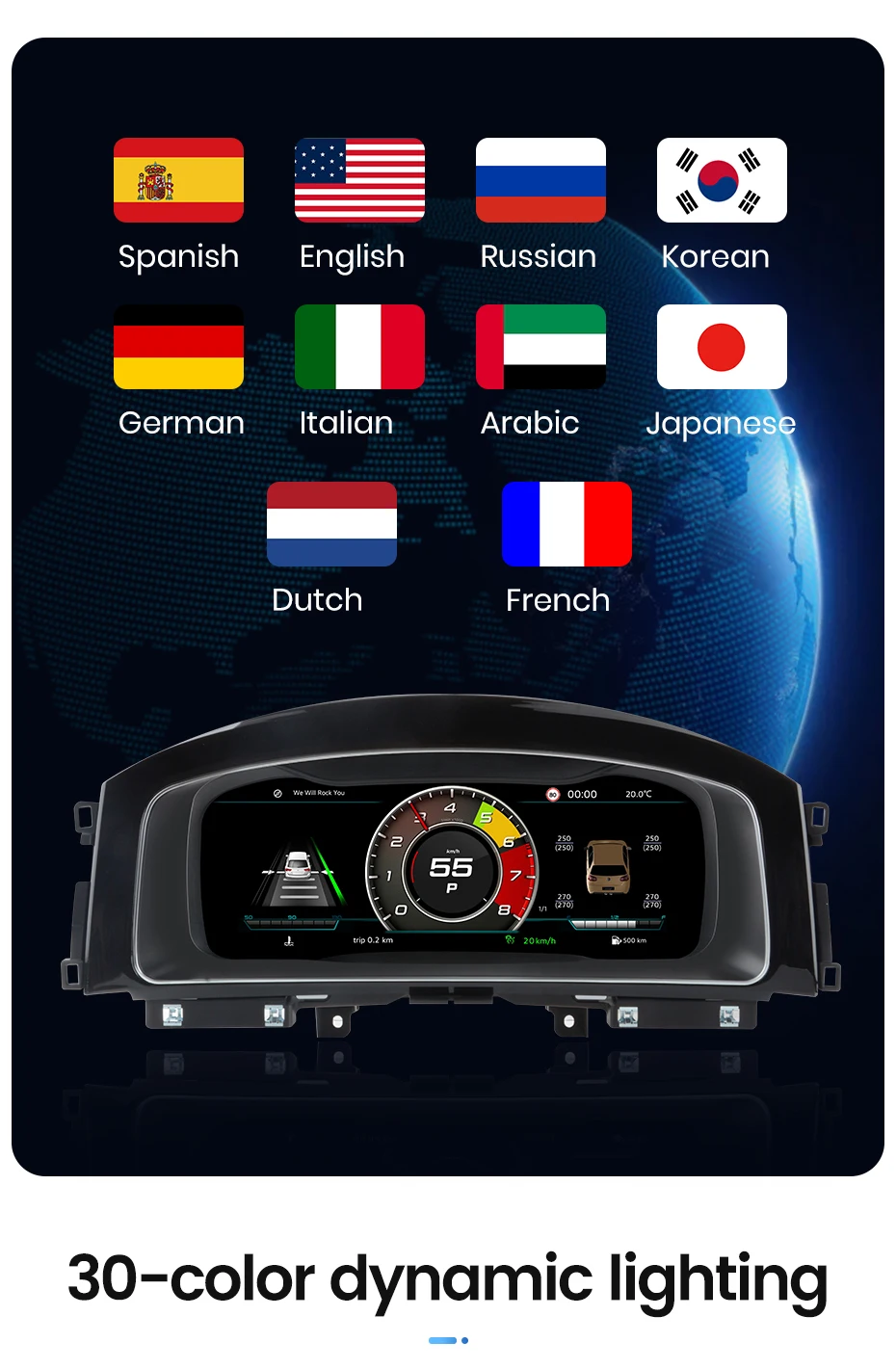 Junsun LCD-Armaturenbrett-Cluster für VW Golf MK7 Jetta Passat B6 B8 Tiguan Multivan, unterstützt HDMI Carplay, Instrumententafel, Cockpit – Detail 6