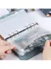 A6 Faux Leather Button Closure Loose Leaf Binder With Cash Envelope Pockets & Replacement Storage Bag ,Used for Bookkeeping, Sav 5