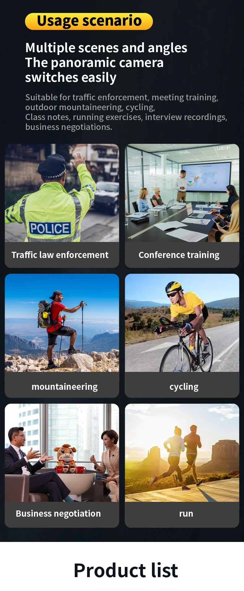 מצלמה עם אודיו וידאו הקלטה 180 ° עדשה מסתובבת, hd 1080p, 6 שעות סוללה