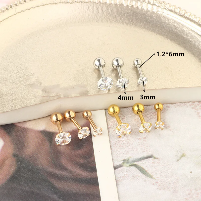Stainless Steel Hoop Piercing Earring For Women Zircon CZ Cartilage Helix Daith Conch Tragus Rook Lobe