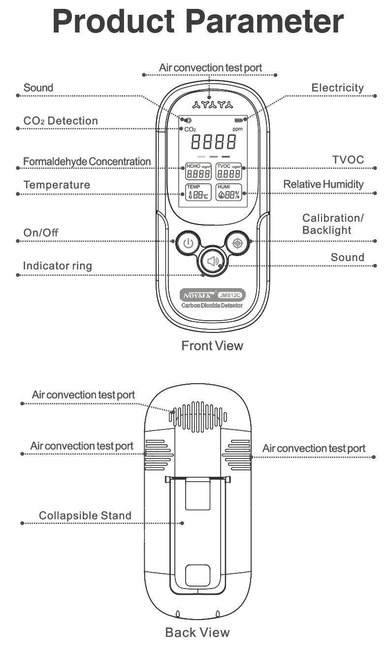 NOYAFA JMS12C Air Quality Testing Instrument Professional Environmental Gas Form