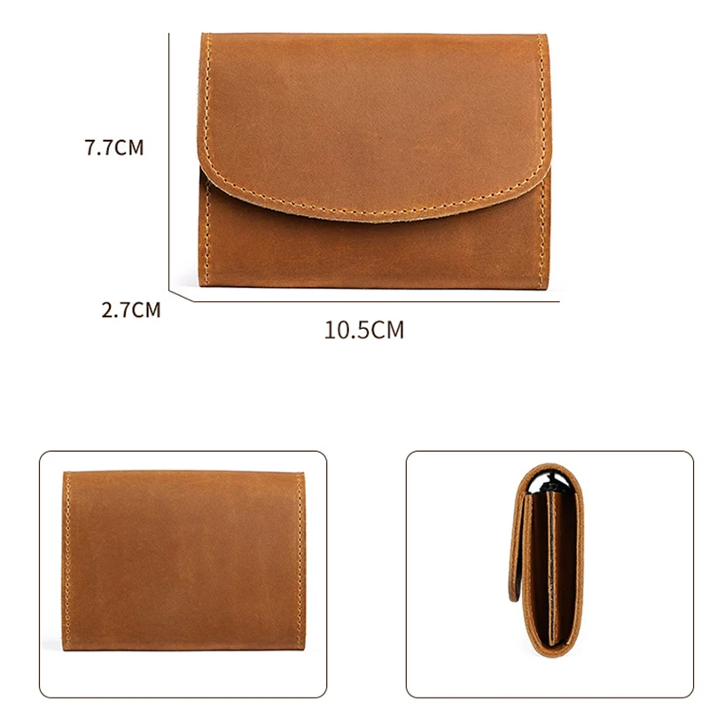 Premium Vintage Crazy Horse Leather Wallet – Men's Slim Card Holder with ID & Coin Pocket