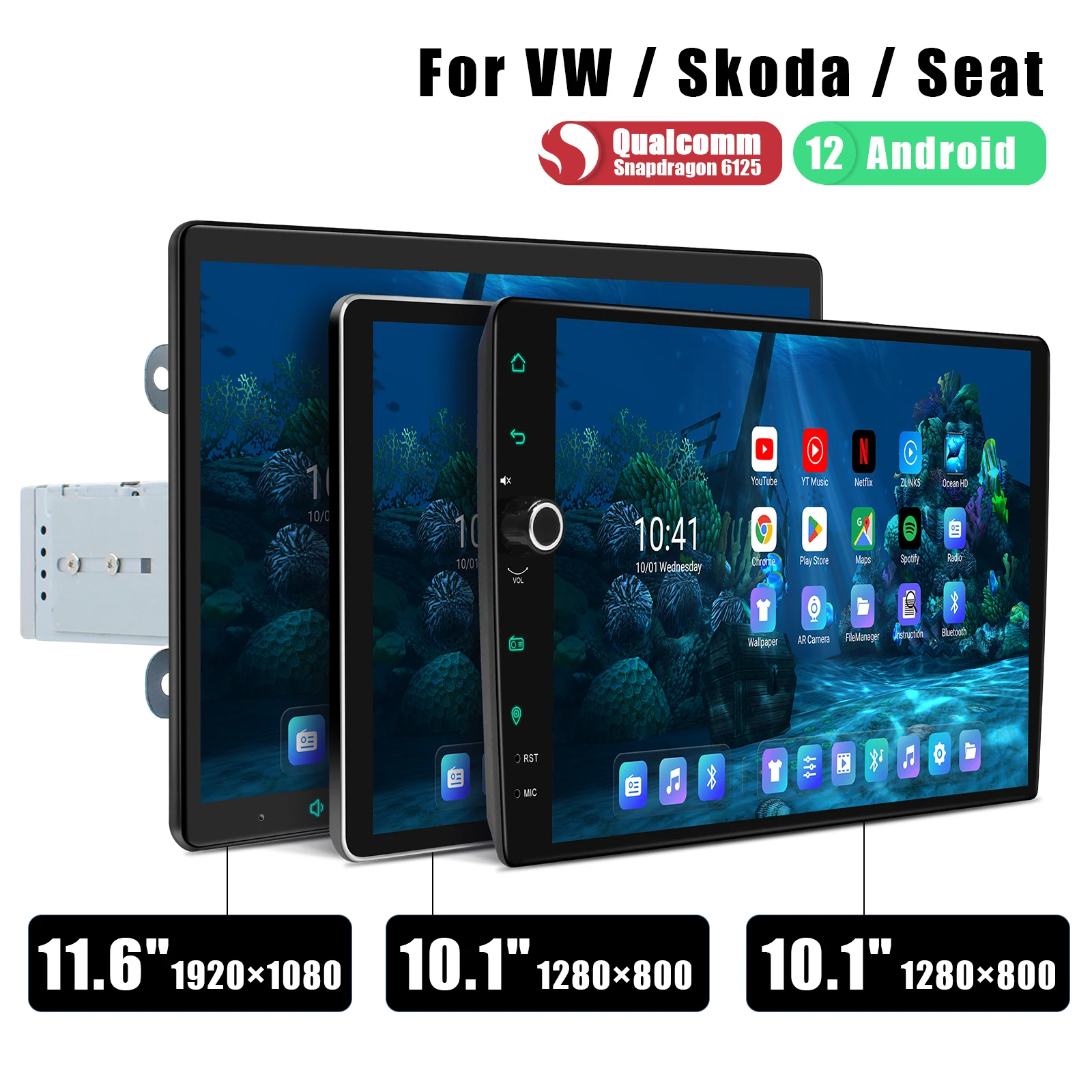 

JOYING 10.1" 11.6" Big Touch Screen Apple CarPlay Android Auto Car Radio Stereo Head Unit For VW Skoda Seat With Canbus HDMI