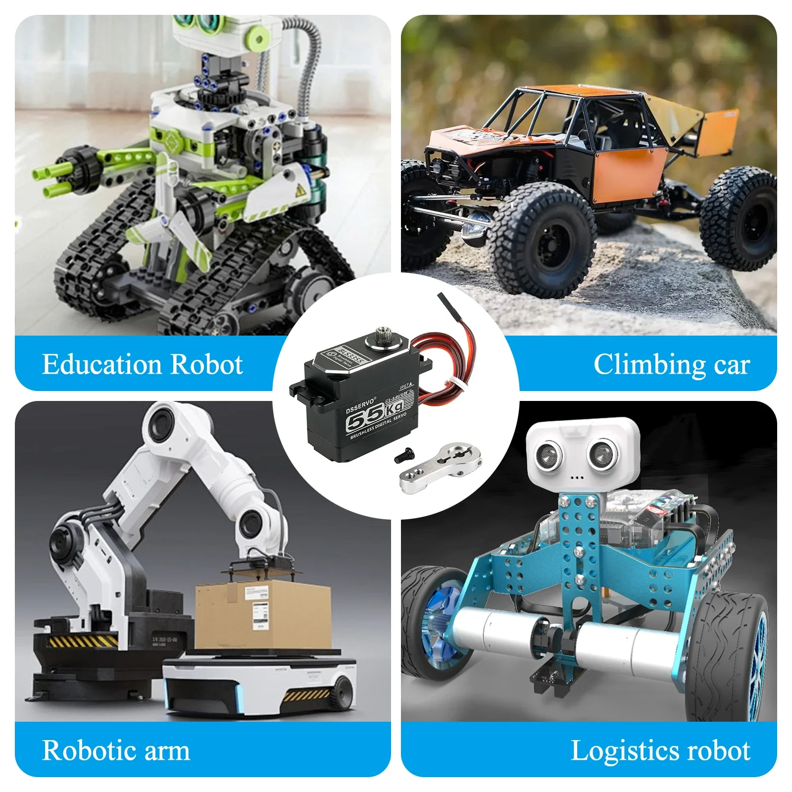 BLS3355 7.4V 55kg Digital Servo High Speed Brushless Motor Servo 180/270/360 IP67 All Metal for 1:8 1:10 1:12 RC Car Robot